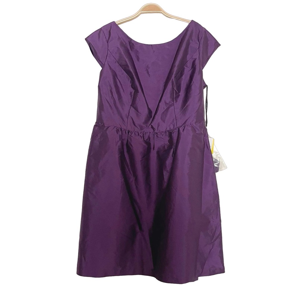 ALFRED SUNG Purple Cap-Sleeve A-Line Prom Dress